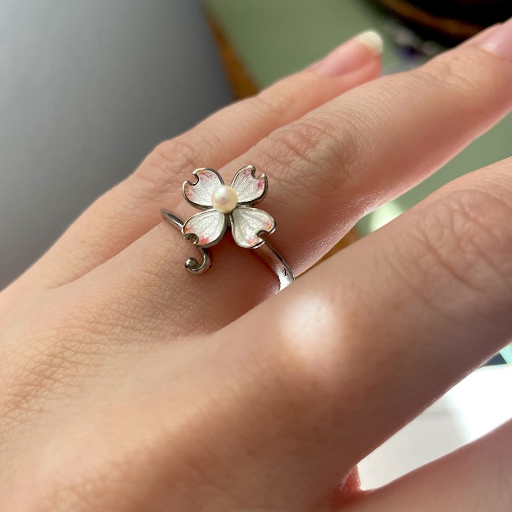 Cherry Blossom Pearl Adjustable Ring